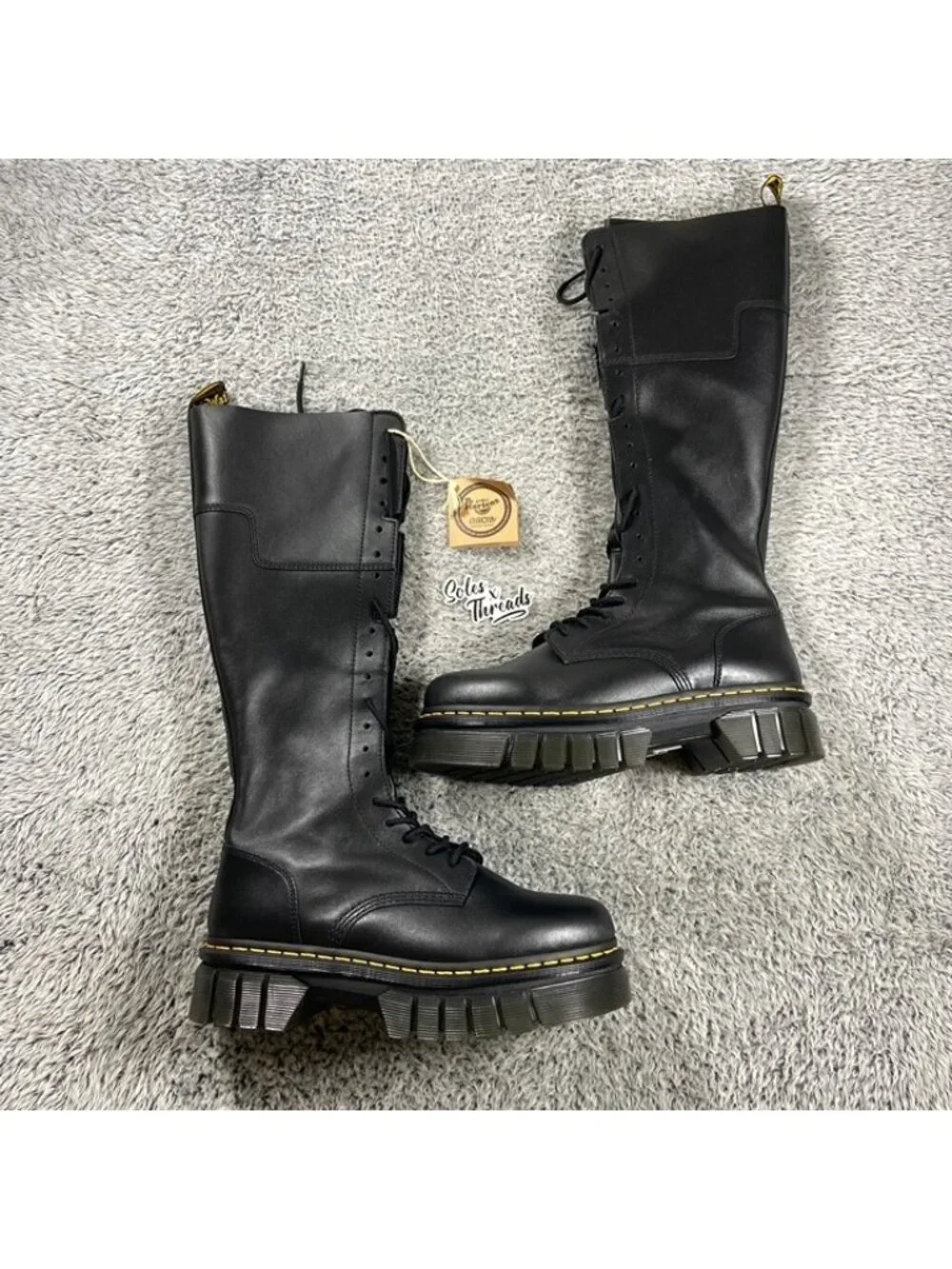 Dr. Martens Audrick 20 Eye Leather Knee High Platform Boots Size 11 Women Black